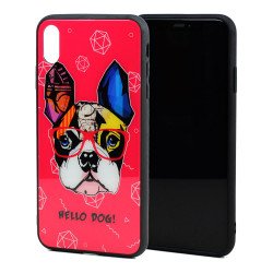 iPhone Xr 6.1in Design Tempered Glass Hybrid Case (Hello Dog)